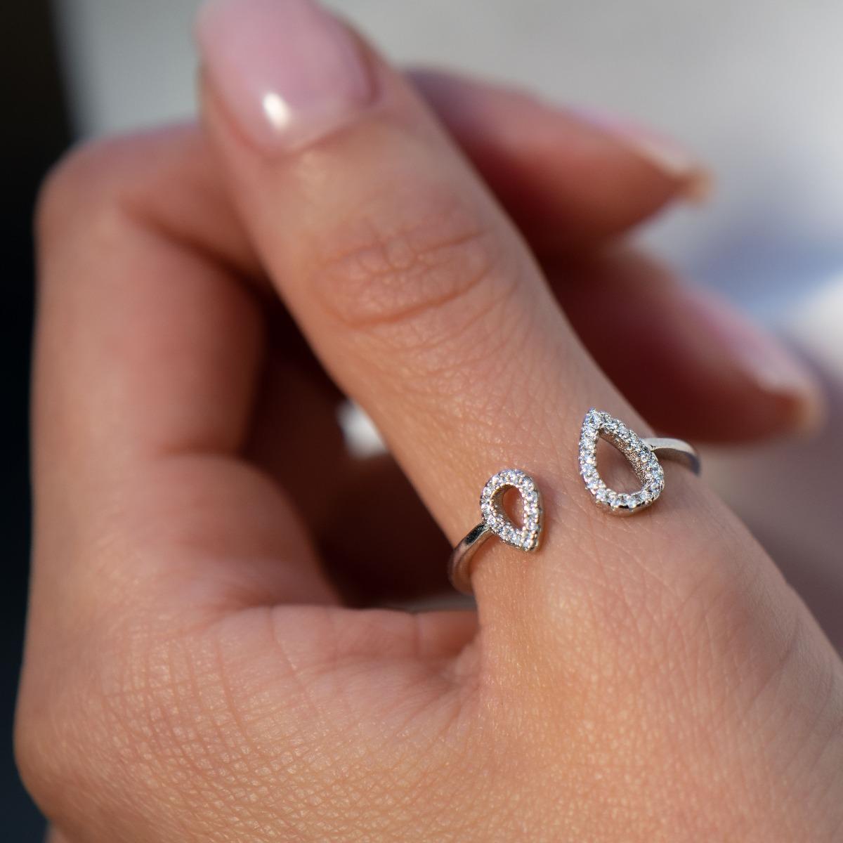 Сребърен пръстен - Капки