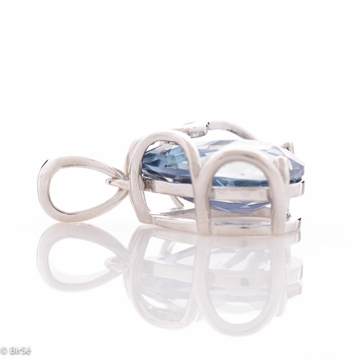 Сребърна висулка - Естествен Син Мистик топаз 8,50