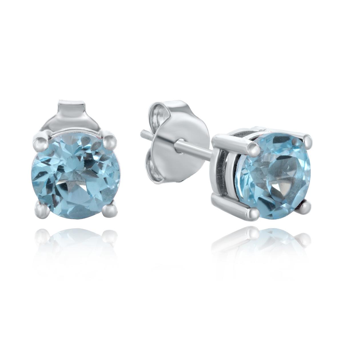 Сребърни Обеци с Нежно Синьо Сияние на Естествен Син Топаз