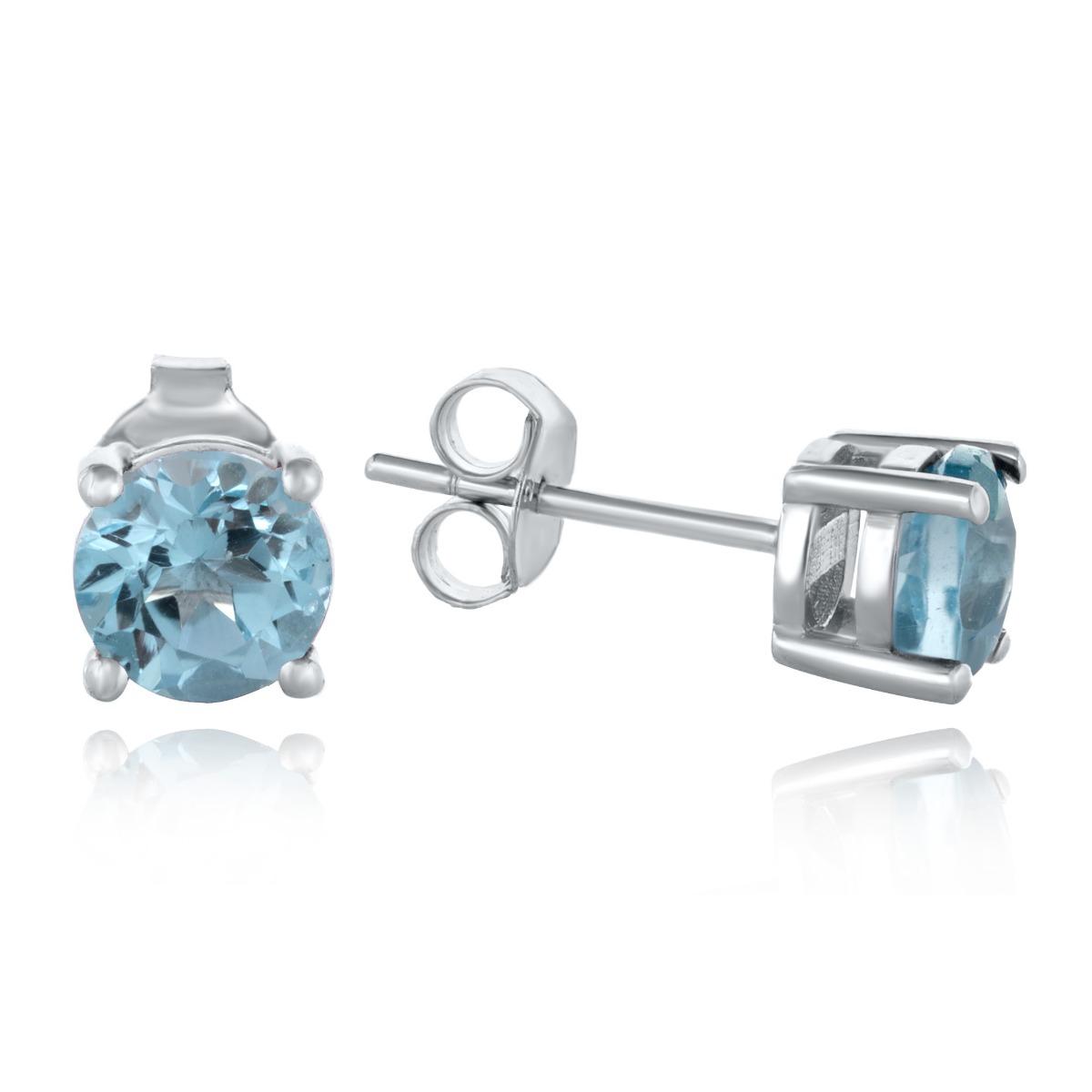 Сребърни Обеци с Нежно Синьо Сияние на Естествен Син Топаз