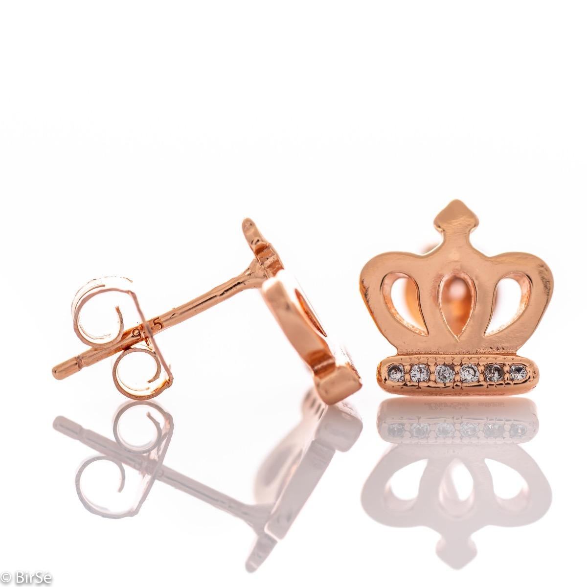 Сребърни обеци - Коронки