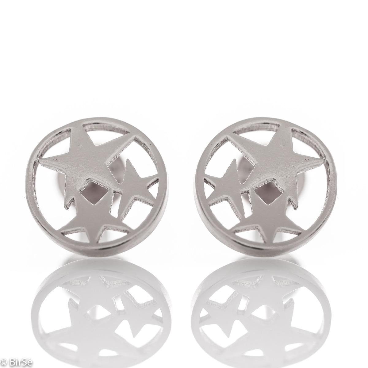 Ефектни Сребърни Обеци със Звездички | Цена 25 лв