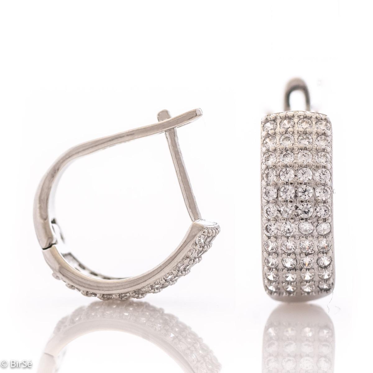 Сияйни Дамски Обеци от Родирано Сребро и Безброй Циркони 