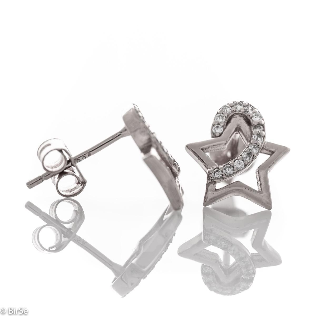 Сребърни обеци - Звездички