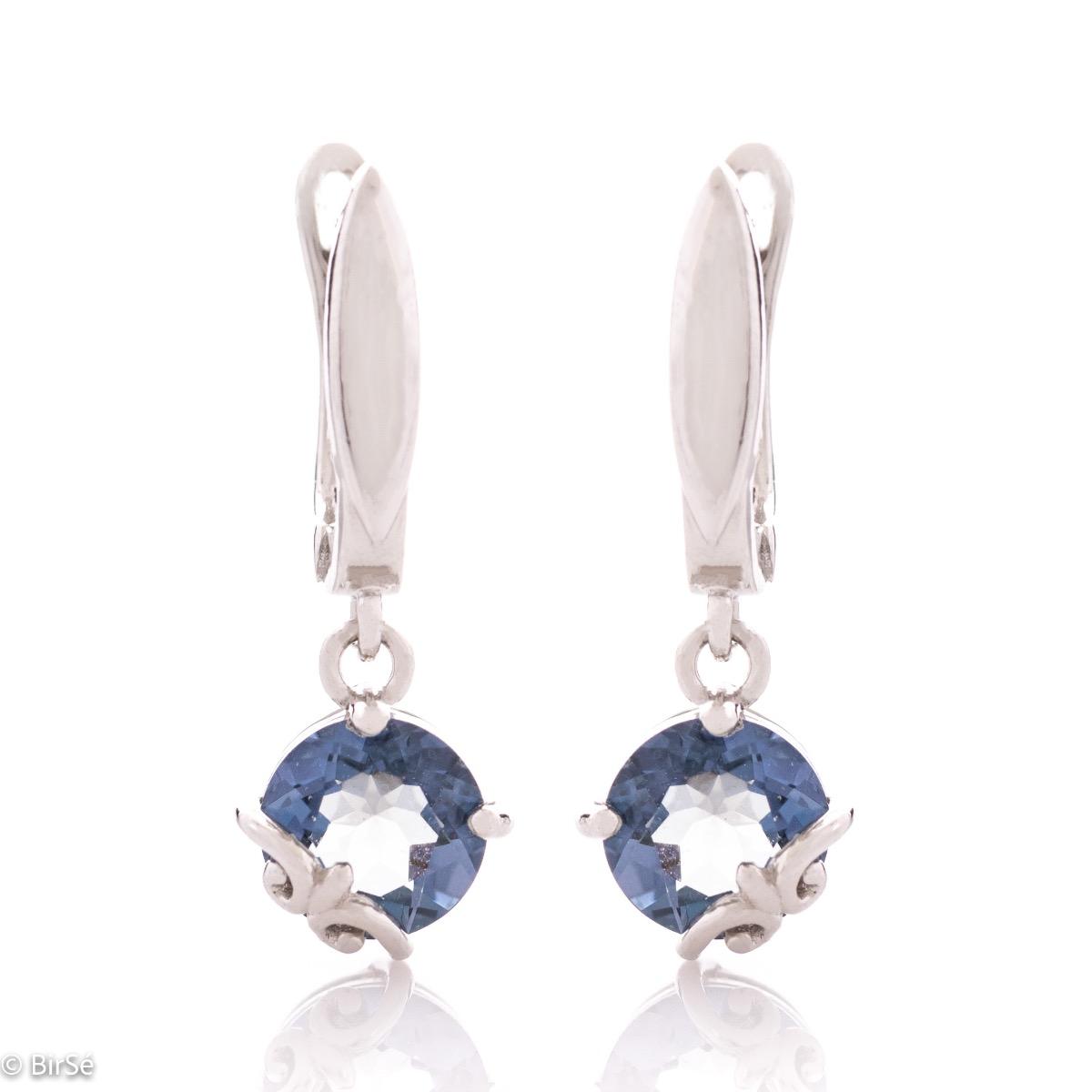 Ефектни Висящи Сребърни Обеци с Естествен Мистик Топаз