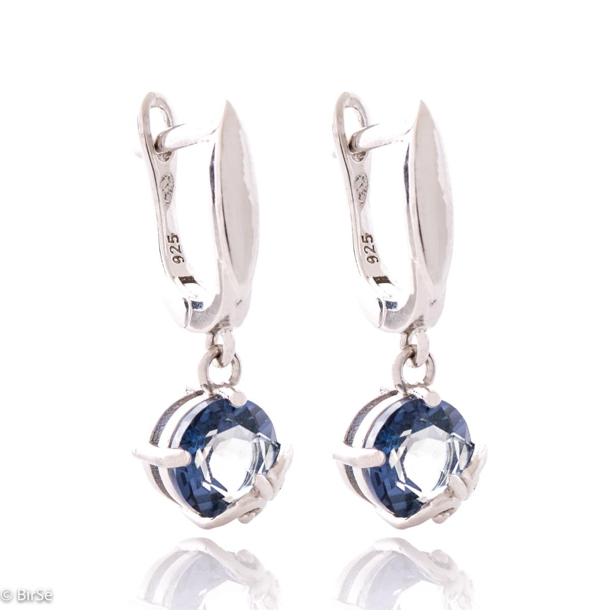 Сребърни обеци - Естествен син мистик топаз 5,00 ct.