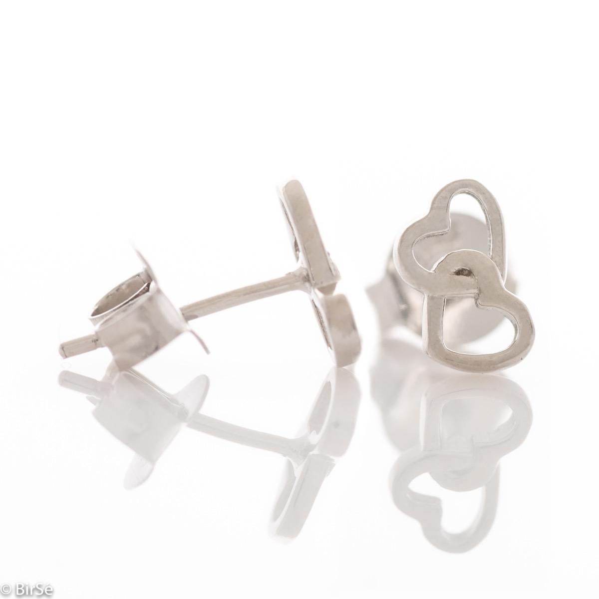 Сребърни обеци - Сърчица