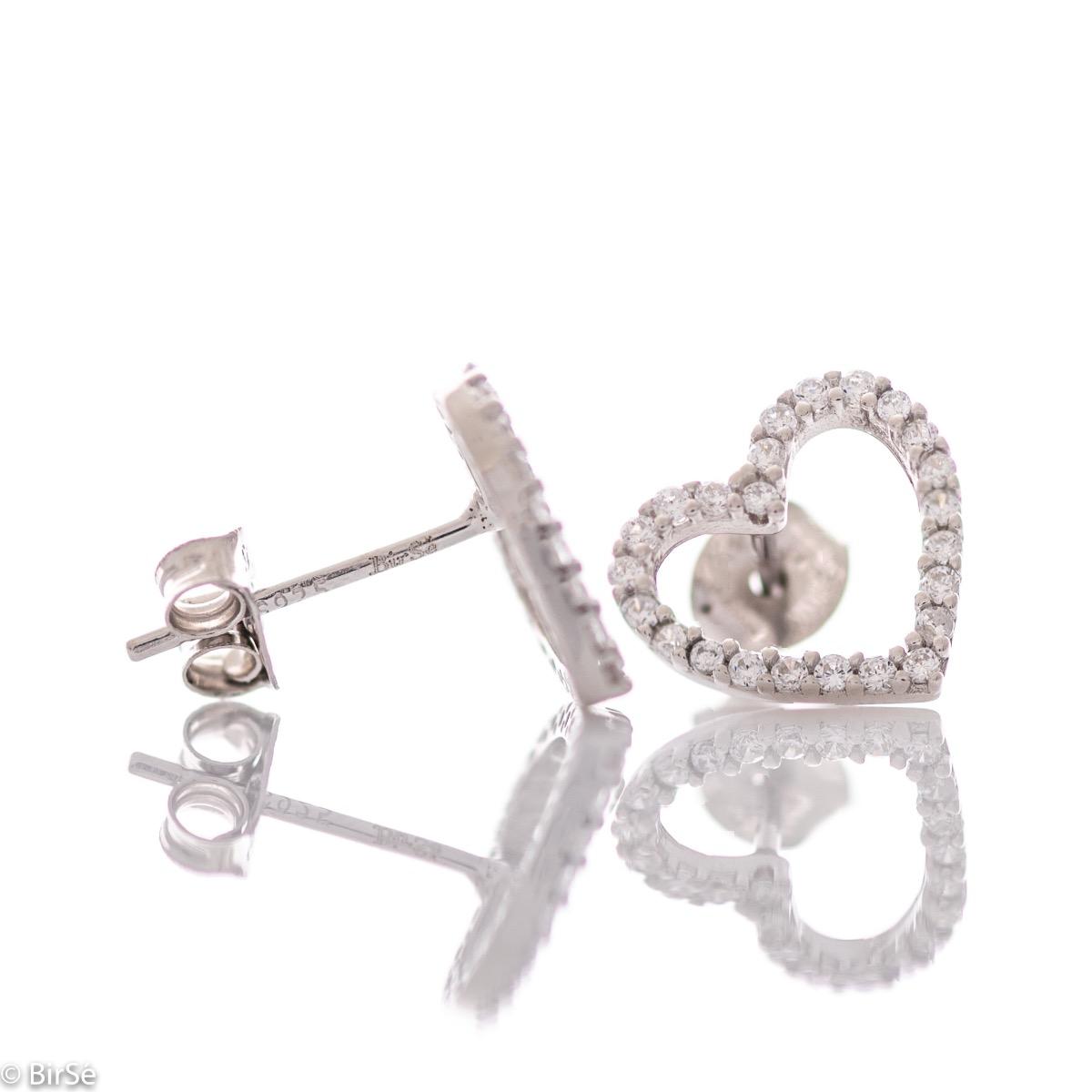 Сребърни обеци - Сърца