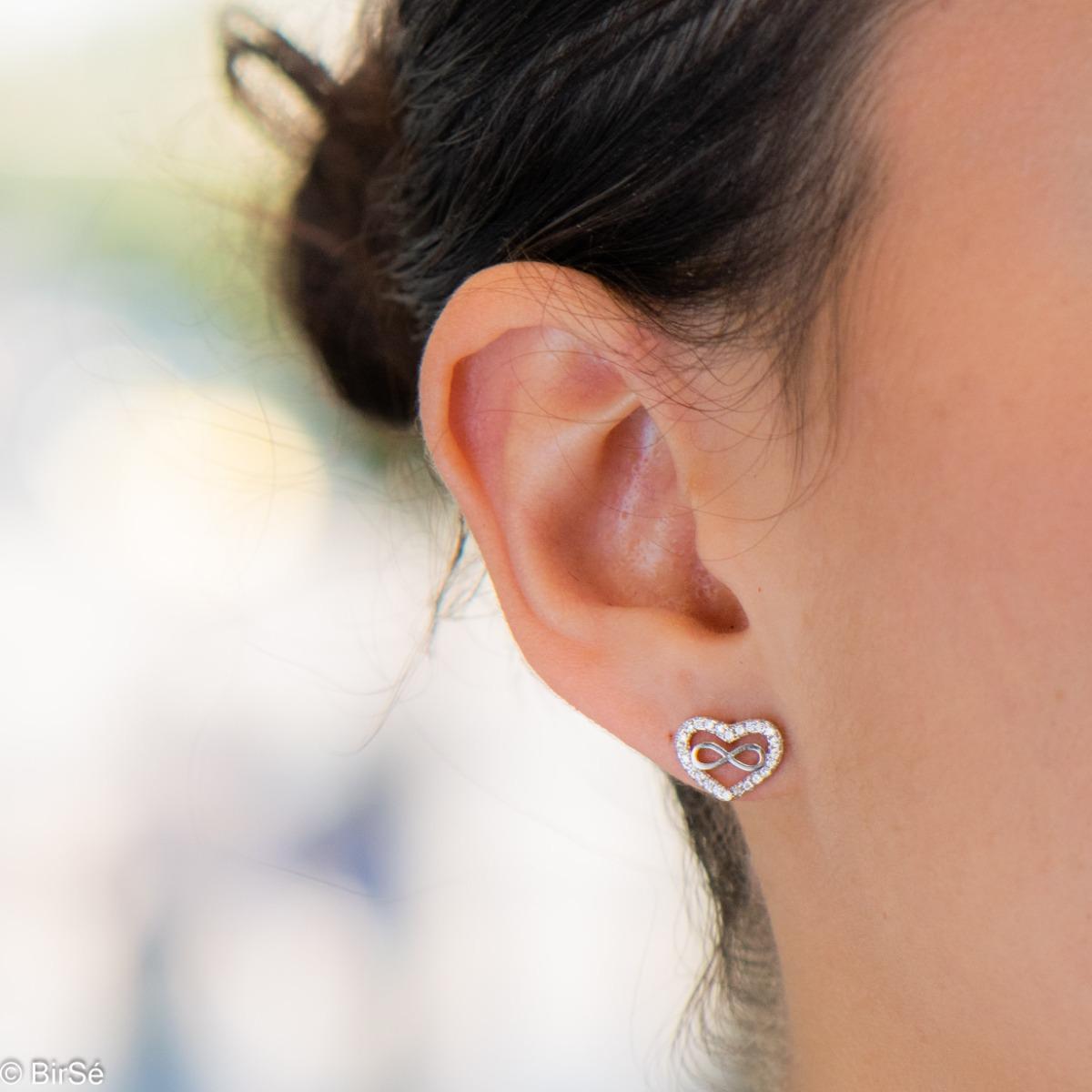 Сребърни обеци - Сърце с Безкрайност 