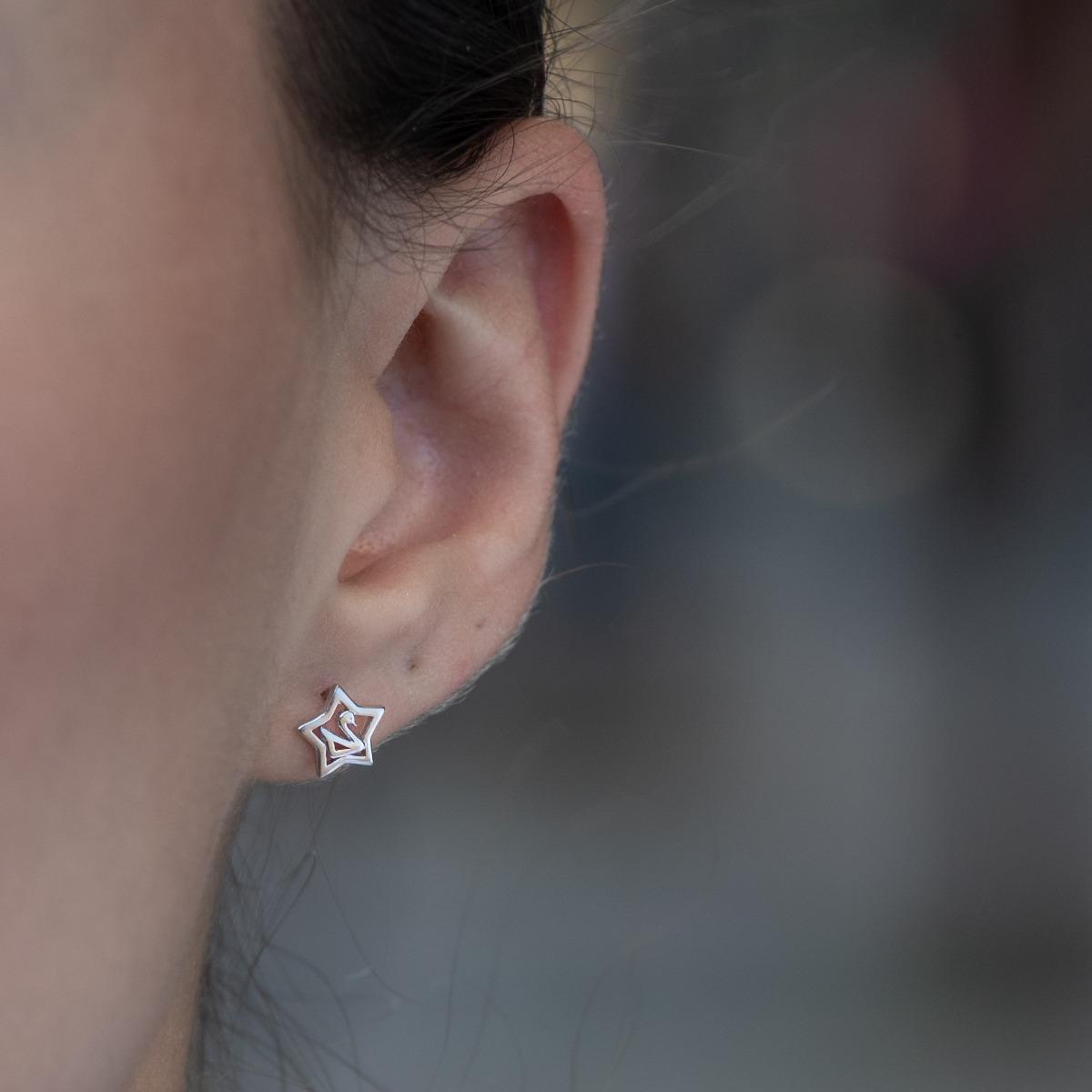 Сребърни обеци - Звезда и Лебед