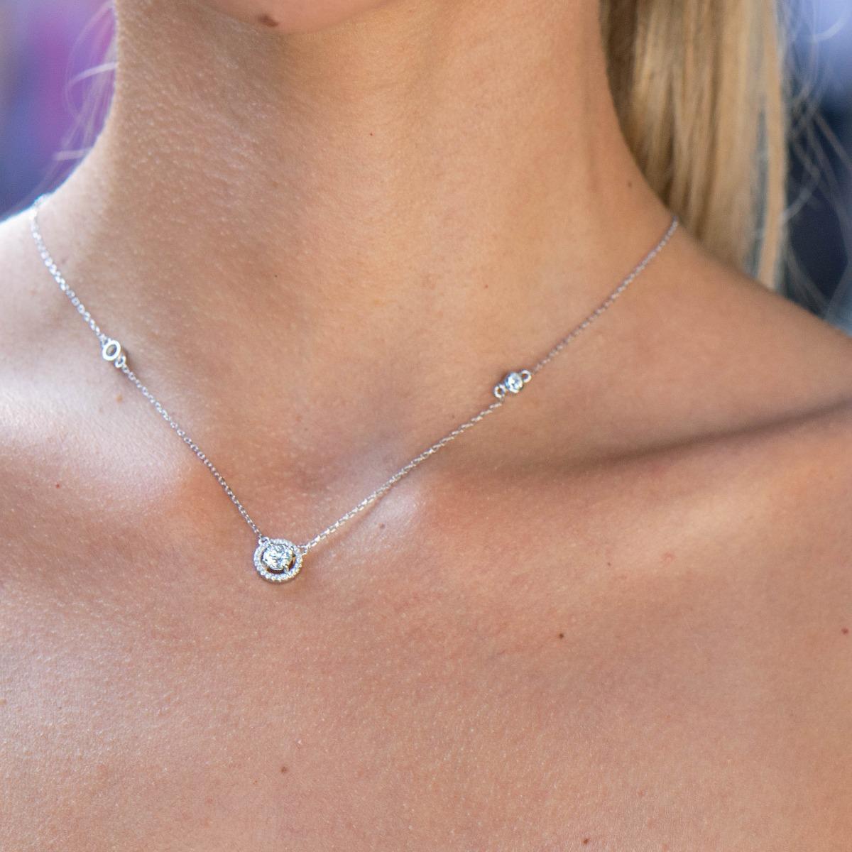 Сребърно колие - Циркони