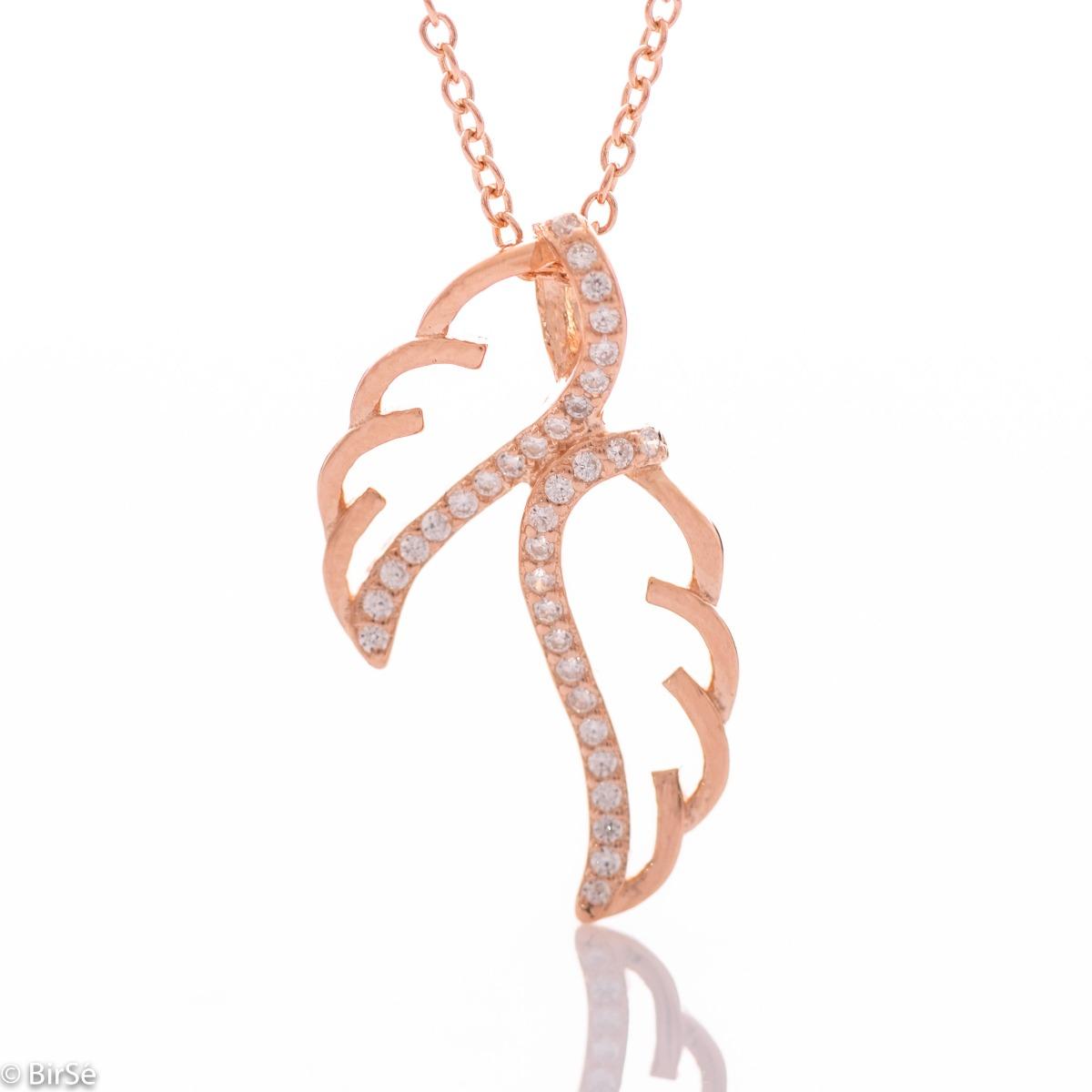 Колие Розово Сребро Криле на Ангел