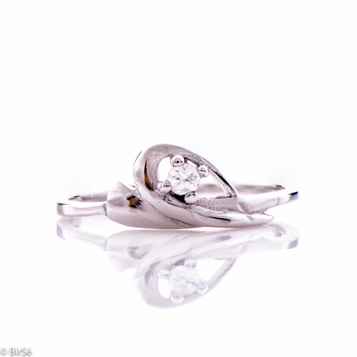 Изискан Пръстен с Нежни Извивки и Циркон | Сребърен Комплект