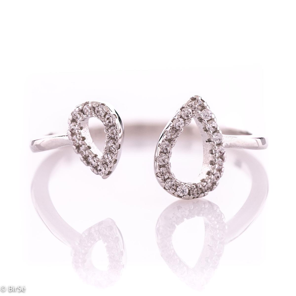 Очарователен Дамски Пръстен Сребро с Изящни Капки от Бляскави Циркони