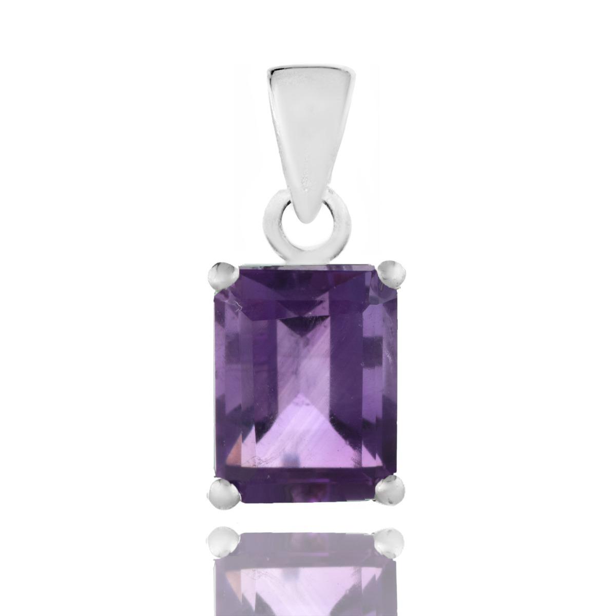 Сребърна Висулка- Багет Естествен Аметист