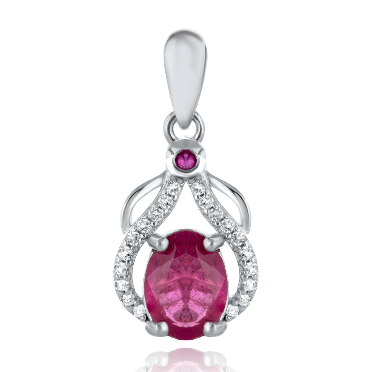 Сребърна Висулка "Рубинено Сияние" с Циркони