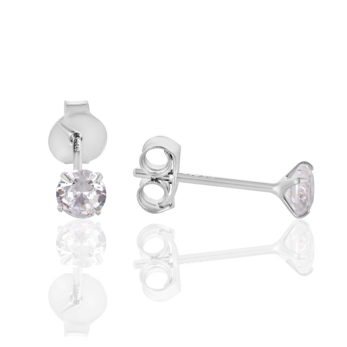 Очарователни Обеци с Кръгъл Циркон от Родирано Сребро 