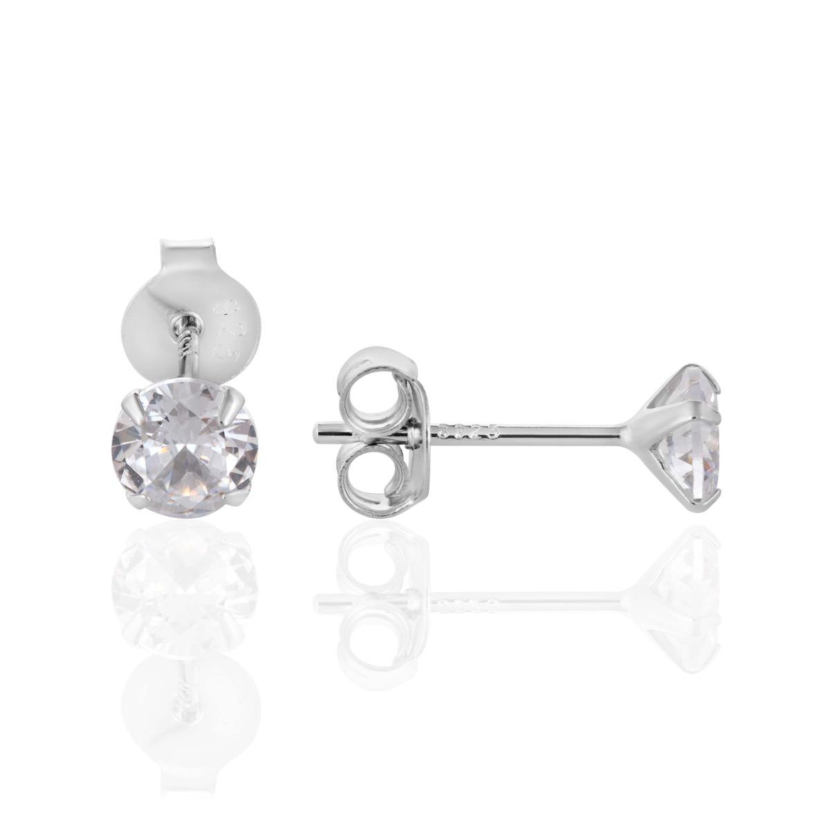 Ослепителни Обеци с Кръгъл Циркон от Родирано Сребро 