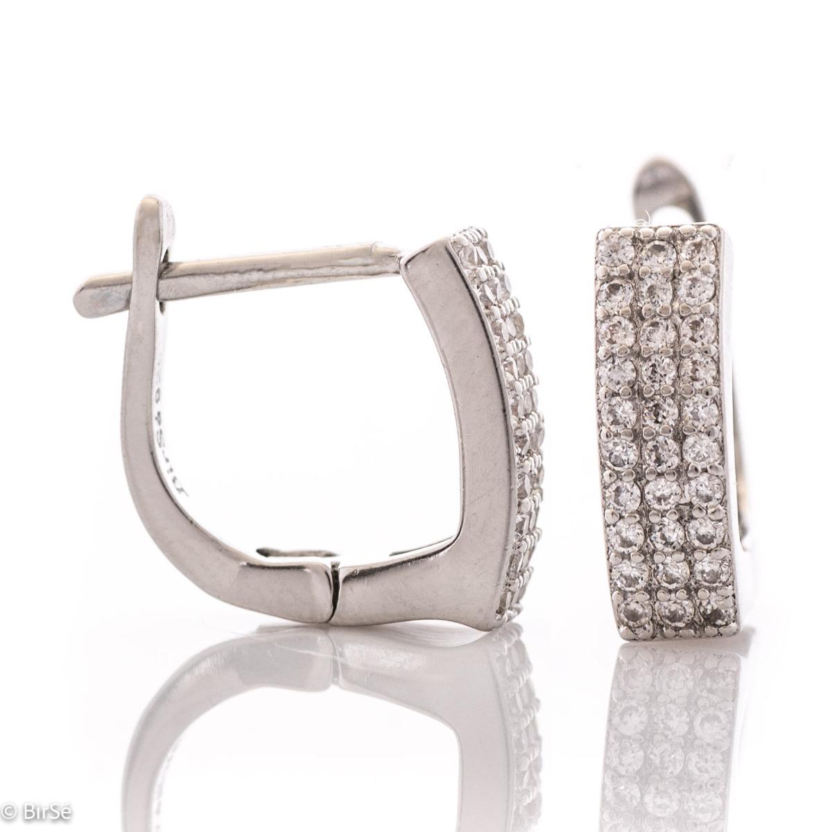 Сияйни Дамски Обеци от Родирано Сребро и Безброй Циркони 