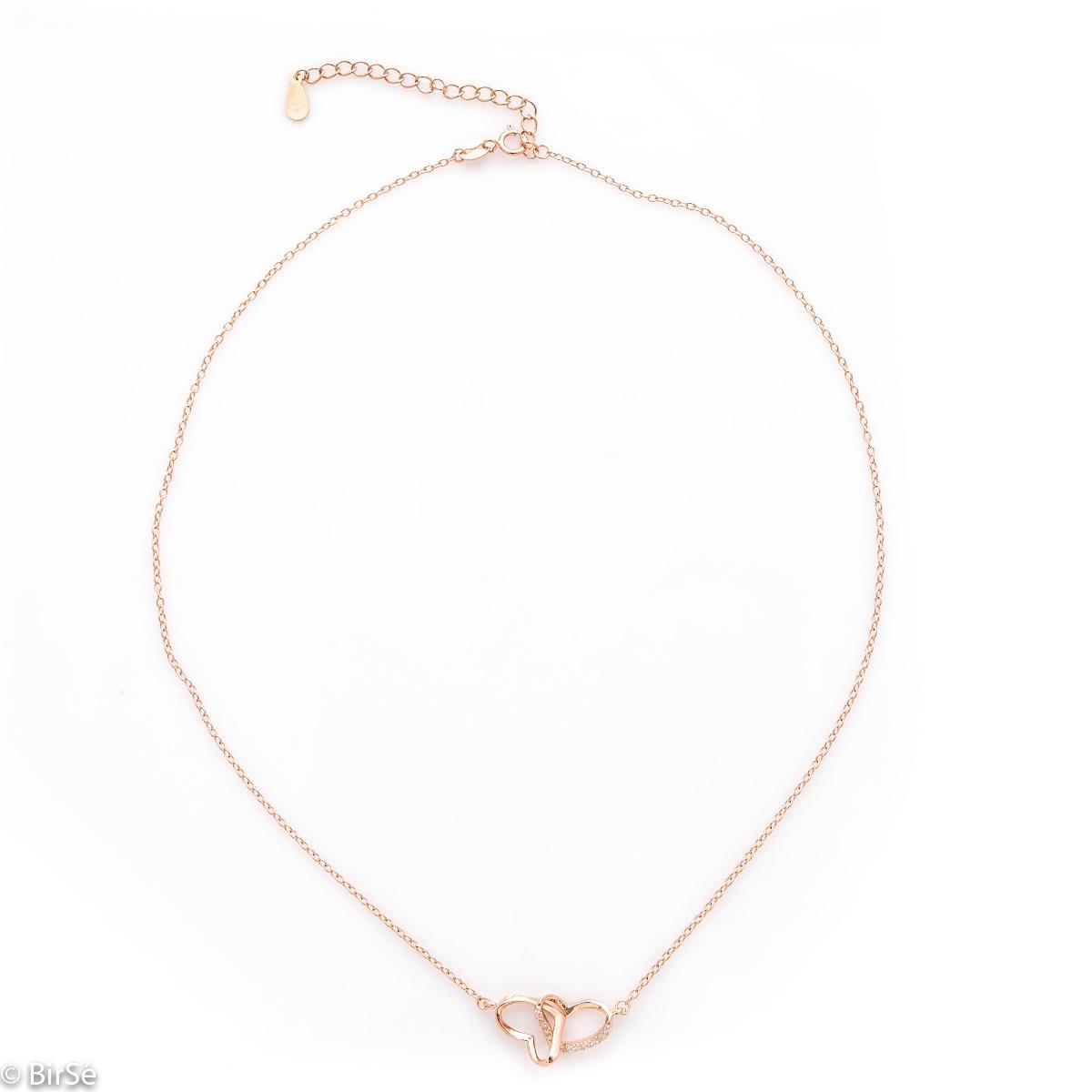 Колие Розово Сребро Влюбени Сърца