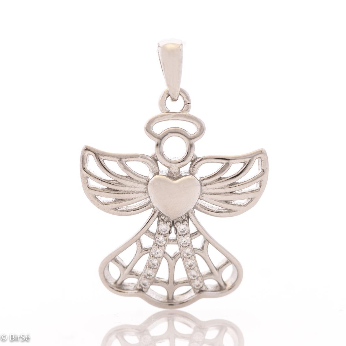 Пленителна Висулка Ангелче с Изящен Дизайн от Сребро и Циркони