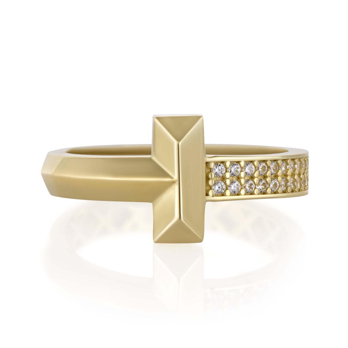 Уникален Златен Пръстен с Бляскави Циркони 