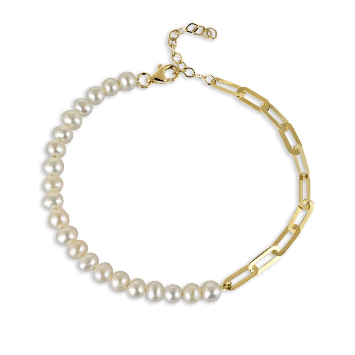 Уникална Златна Гривна с Естествени Перли 4 мм