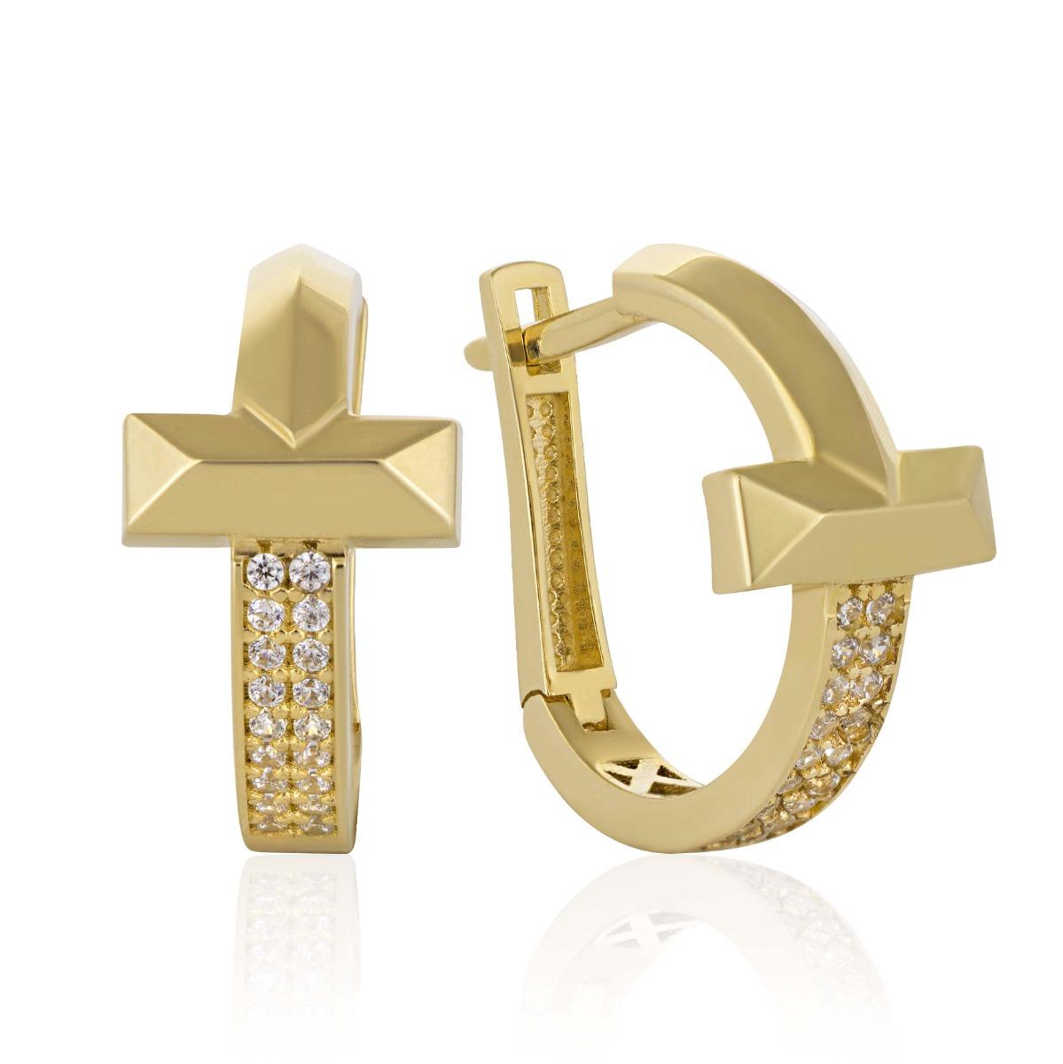 Уникални Златни Обеци с Бляскави Циркони