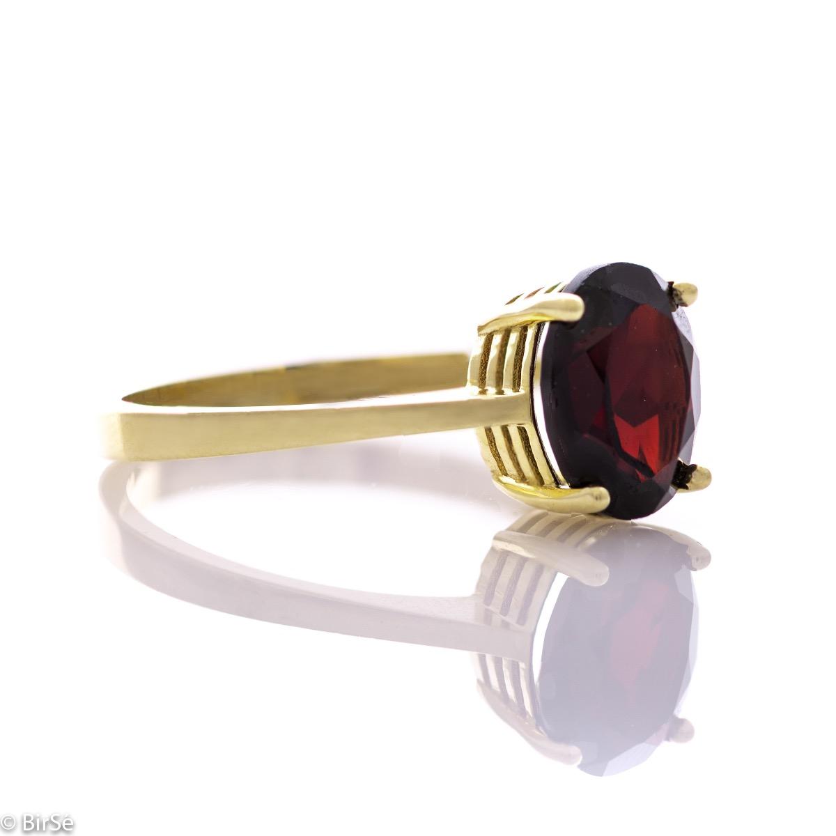Златен пръстен - Естествен гранат