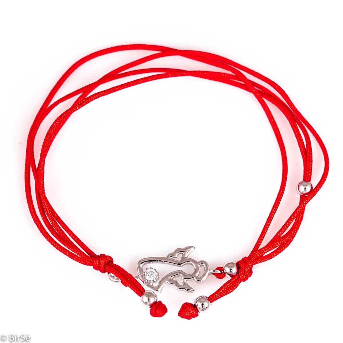 Нежна Златна Гривна Червен Конец с Ангелче