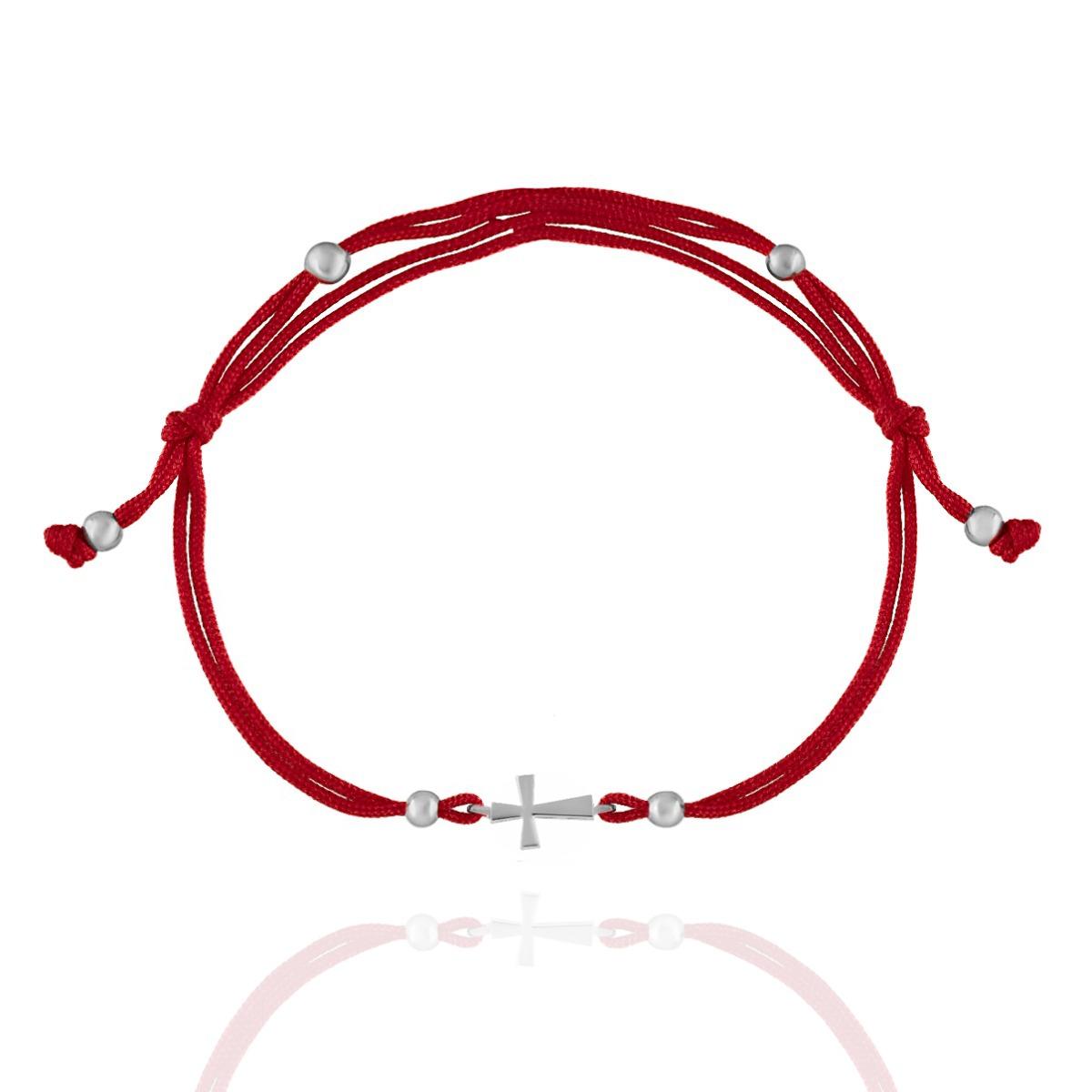 Златна Гривна с Червен Конец "Кръстче"