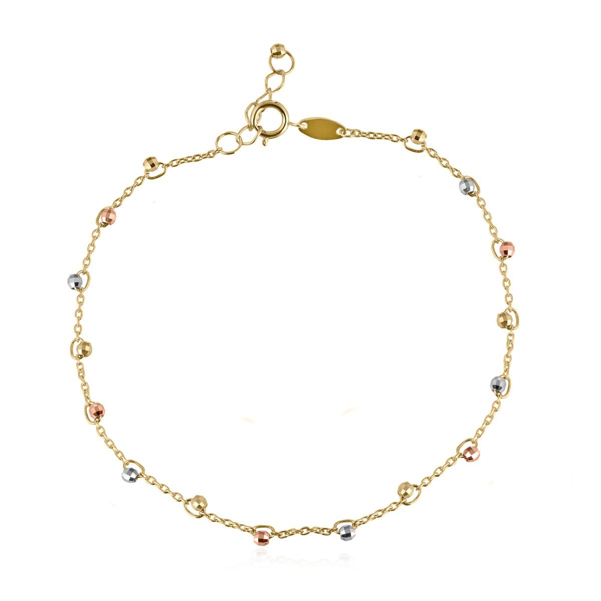 Златна Гривна с Трицветни Топчета