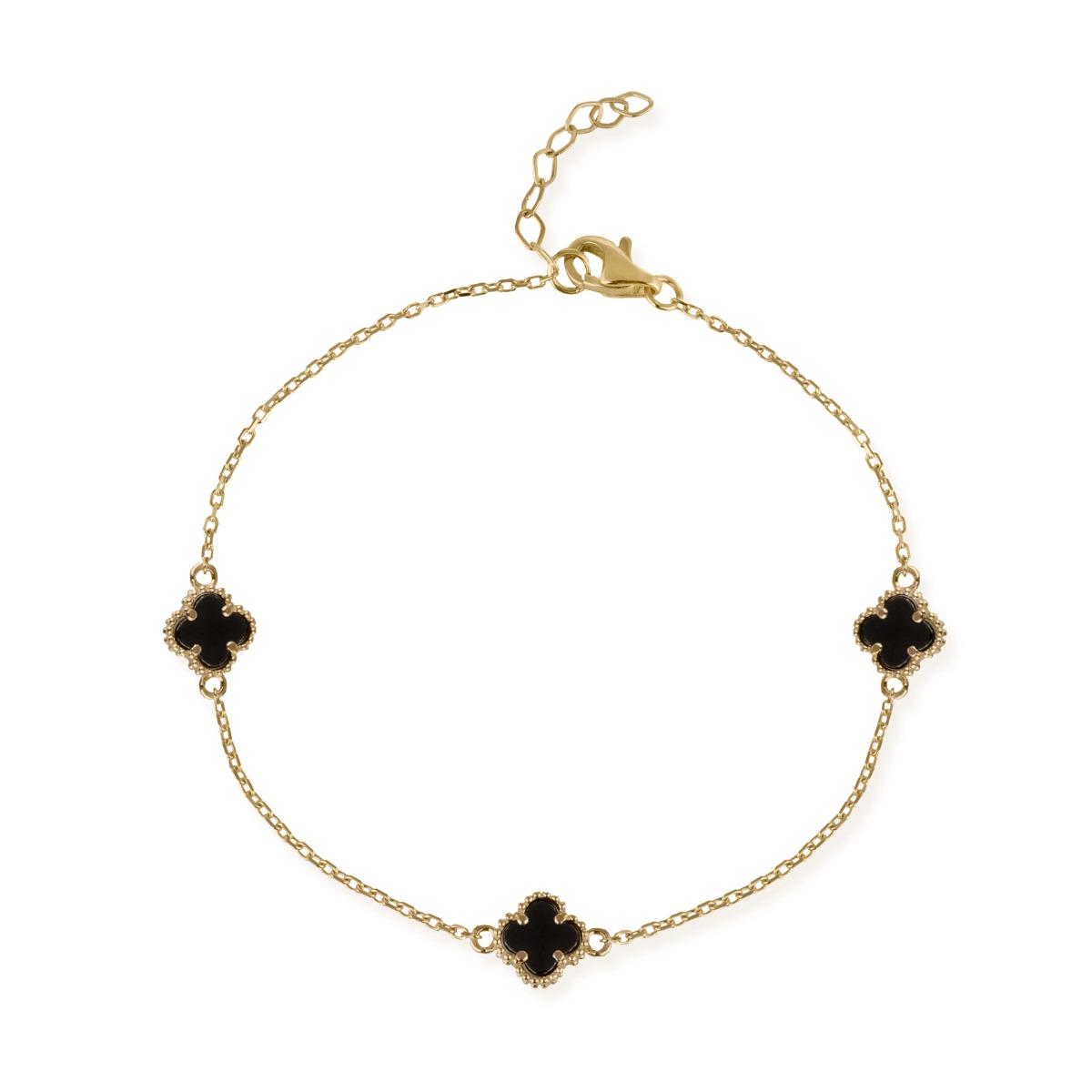 Златна Гривна- "Три Детелини Оникс"