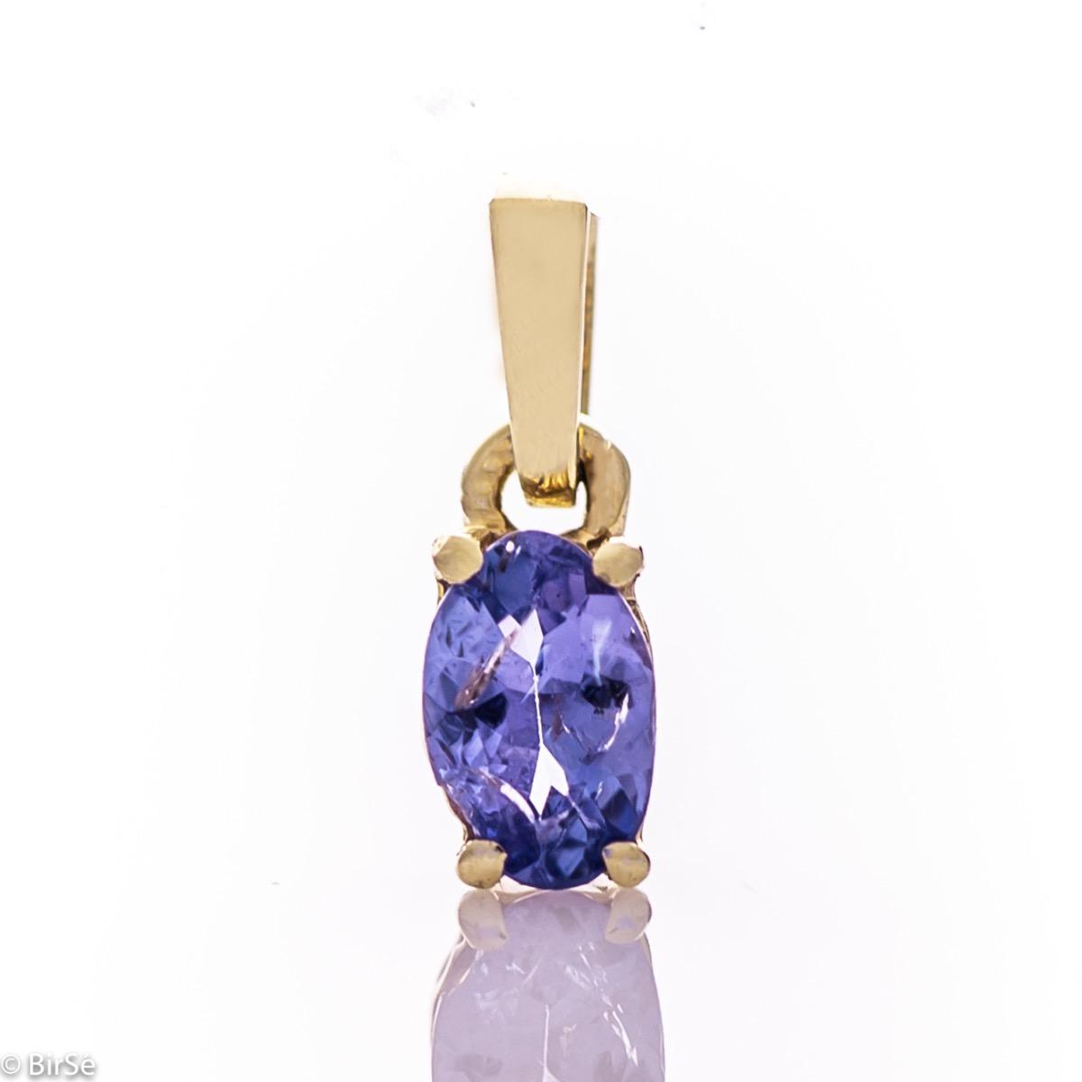 Нежна Златна Висулка със Сияен Естествен Танзанит