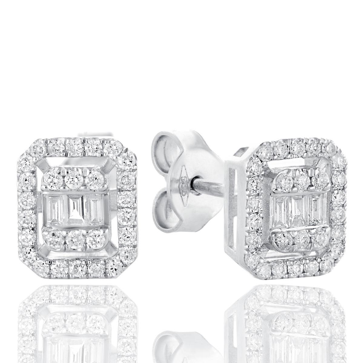 Нежни златни обеци - Диамант Багет