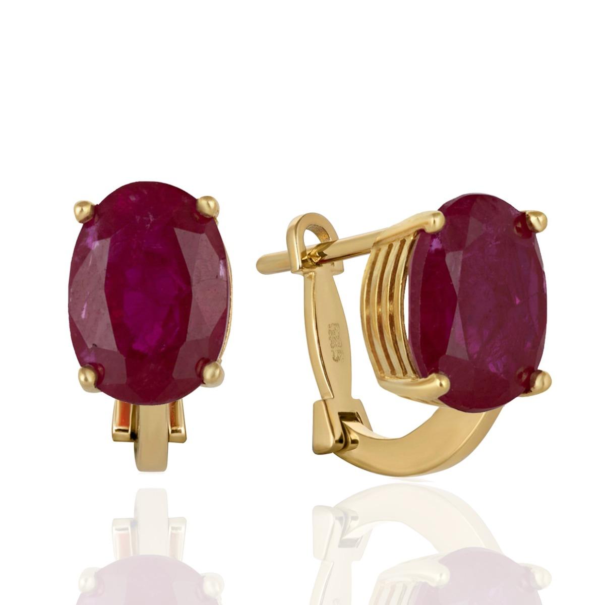 Златни обици - Естествен Рубин