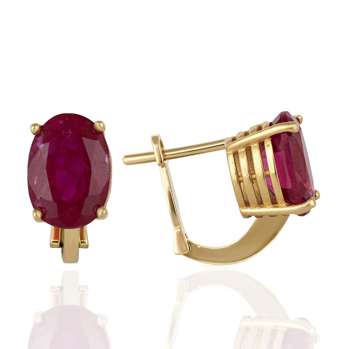 Златни обици - Естествен Рубин