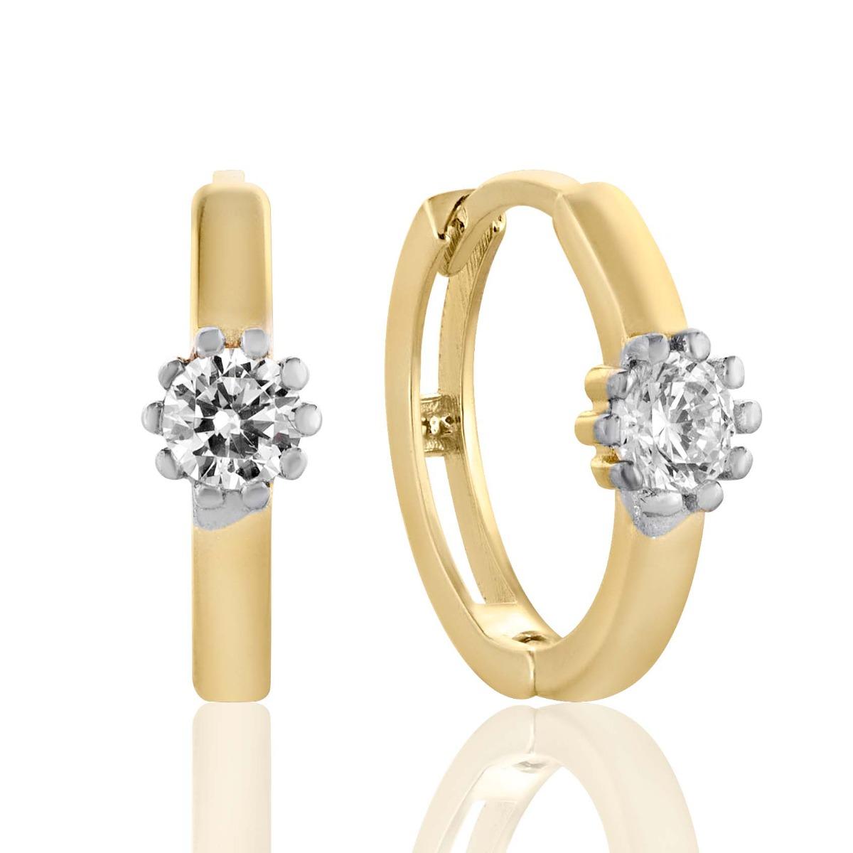 Златни Обеци Халки с Изящен Циркон