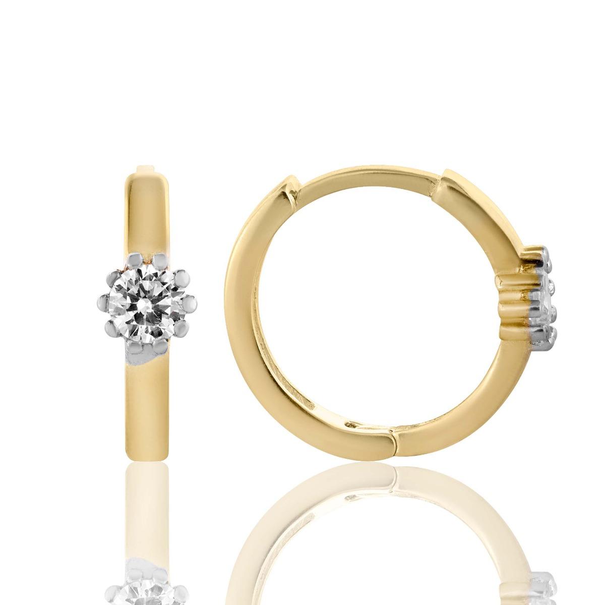 Златни Обеци Халки с Изящен Циркон