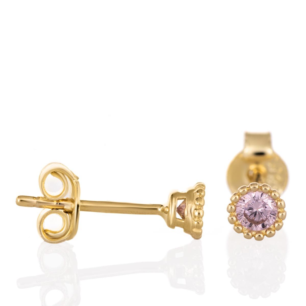 Пленителни Златни Обеци с Розови Циркони