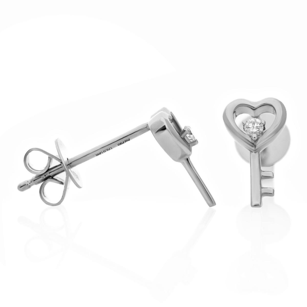 Златни Обеци Ключ с Диамант - 0,024 ct