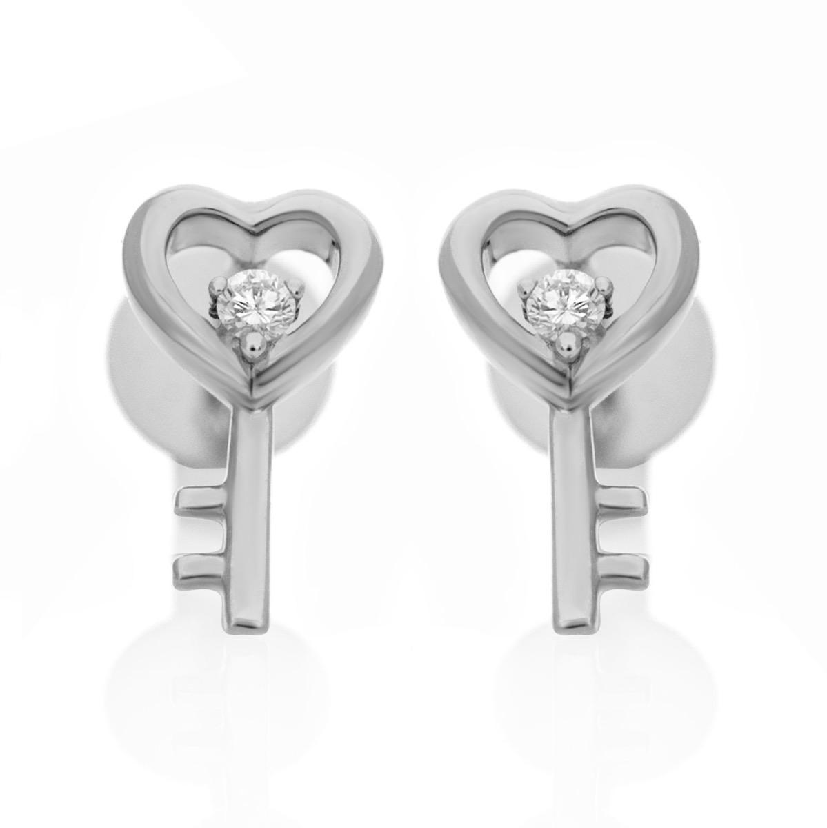 Нежни Дамски Обеци Ключ с Диамант