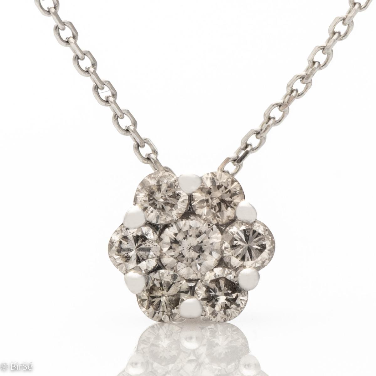 Нежно Колие от Фино Бяло Злато с Диаманти