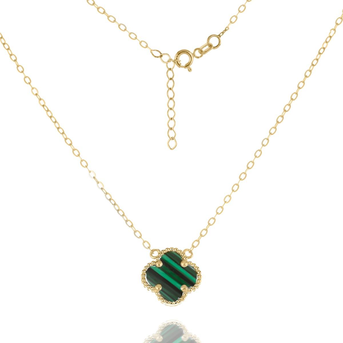 Златно колие - Детелина малахит
