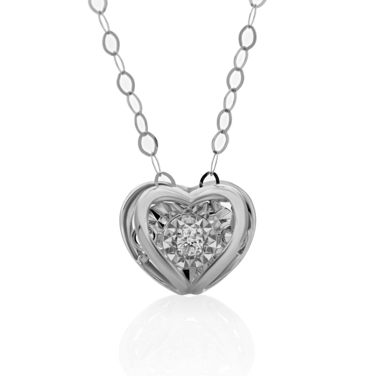 Изящно Сърце с Диамант от Бяло Злато