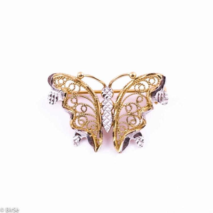 Златна брошка - пеперуда 