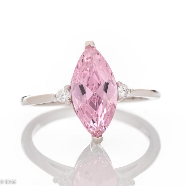 Сребърен пръстен - Розова магия