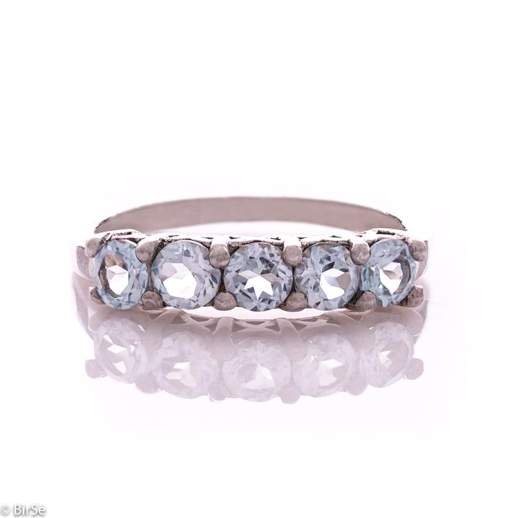 Сребърен пръстен - Естествен син топаз 0,55 ct.
