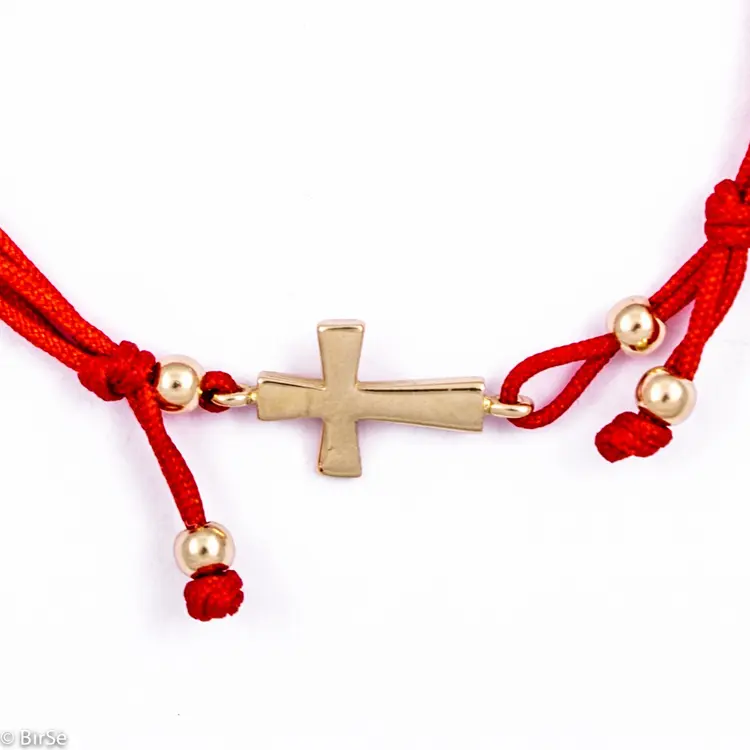 Златна гривна с червен конец - Кръст