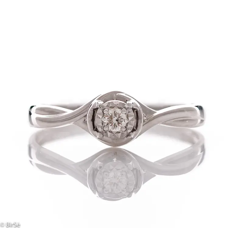 Годежен пръстен бяло злато с диамант - 0,013 ct.